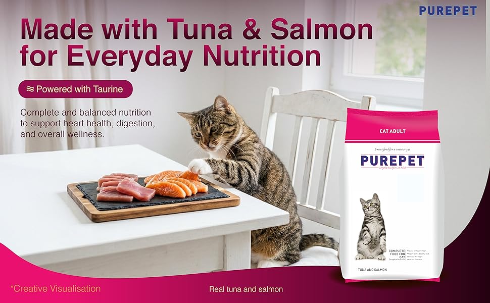 Purepet Adult Dry Cat Food, Tuna & Salmon, 3 Kg
