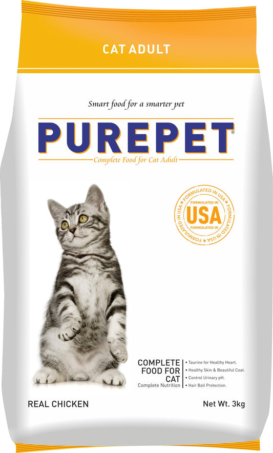 Purepet Adult Dry Cat Food, Real Chicken, 3 Kg