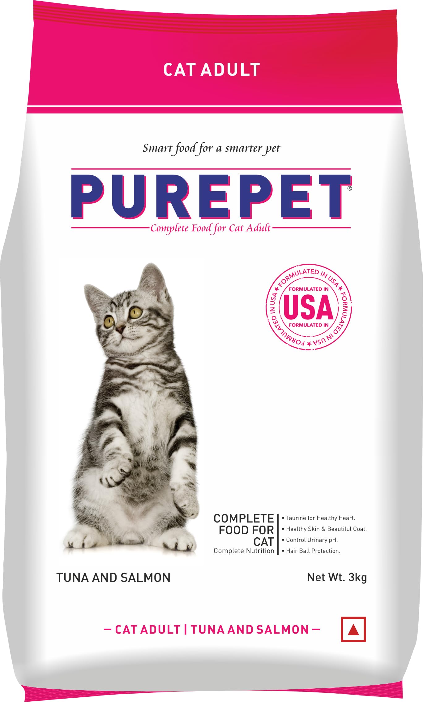 Purepet Adult Dry Cat Food, Tuna &amp; Salmon, 3 Kg