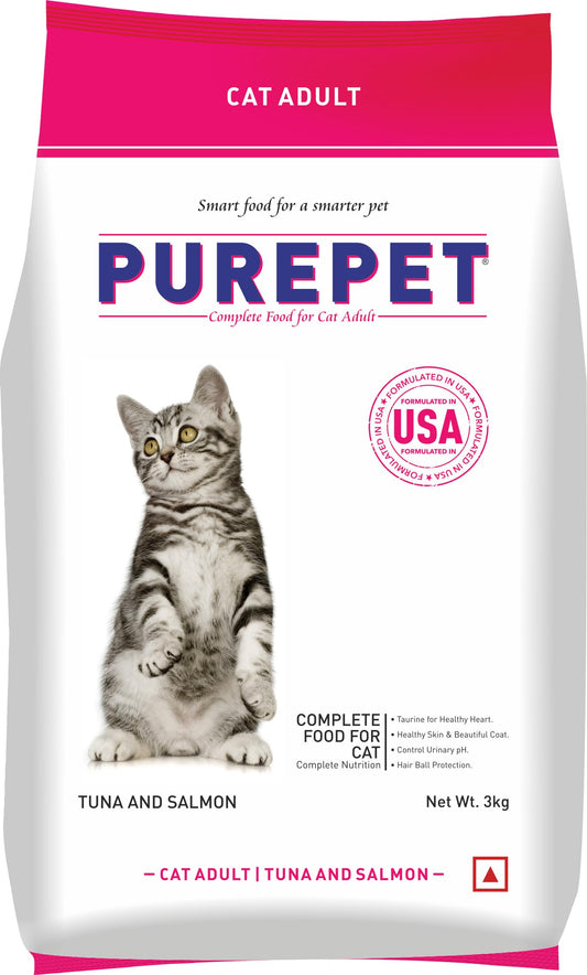 Purepet Adult Dry Cat Food, Tuna &amp; Salmon, 3 Kg