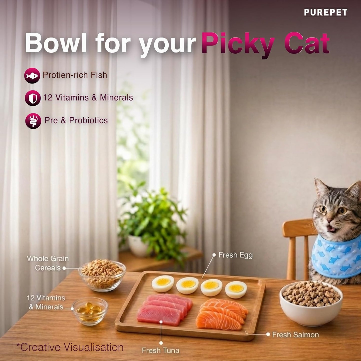 Purepet Adult Dry Cat Food, Tuna &amp; Salmon, 7 Kg
