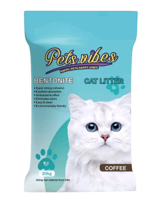 Pet Vibes Pure Premium Natural Bentonite Cat Litter, 20 KG- Coffee