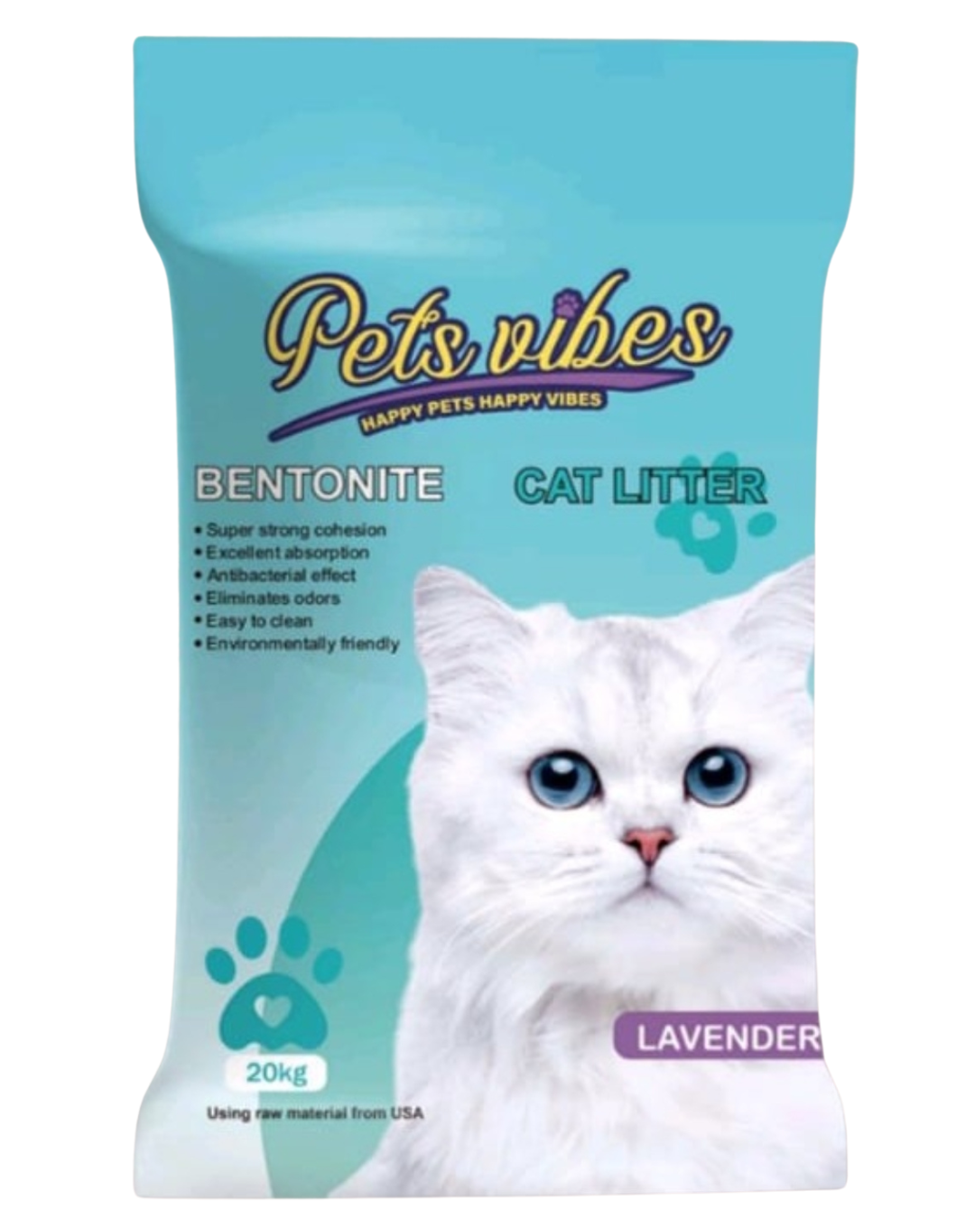 Pet Vibes Pure Premium Natural Bentonite Cat Litter, 20 KG- Lavender