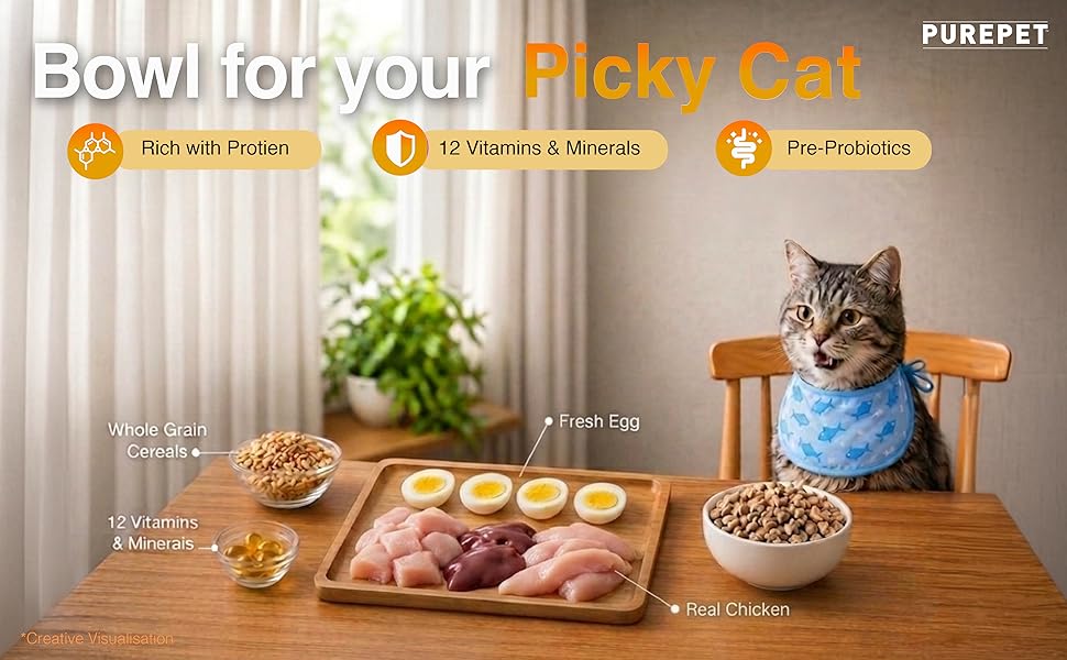 Purepet Adult Dry Cat Food, Real Chicken, 3 Kg